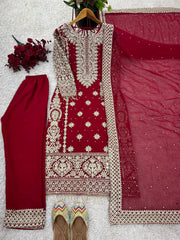 Beautiful Top-Bottom And Dupatta With Embroidery Sequence Work
