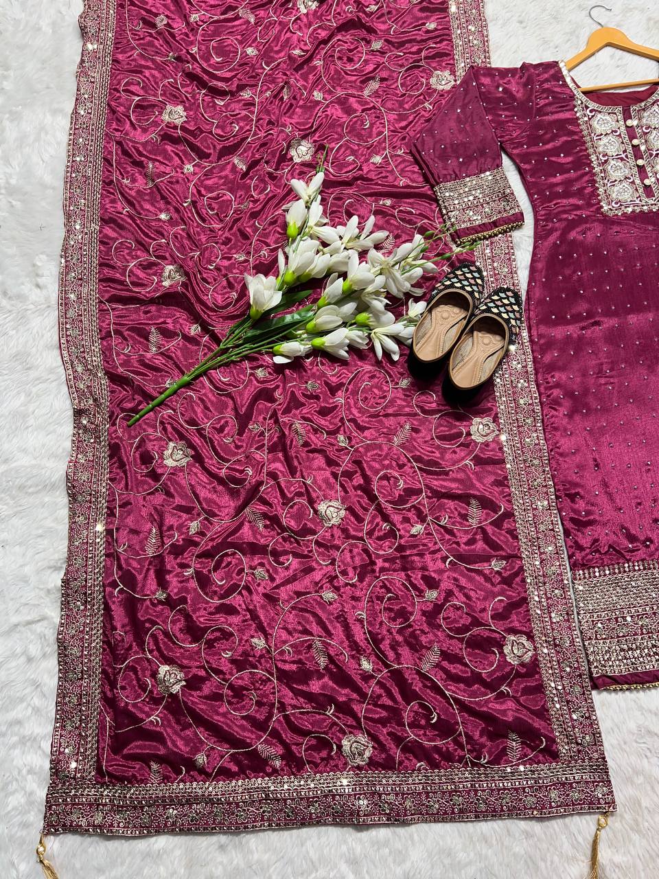 Party Wear Top , Pant And Dupatta In Fancy Style