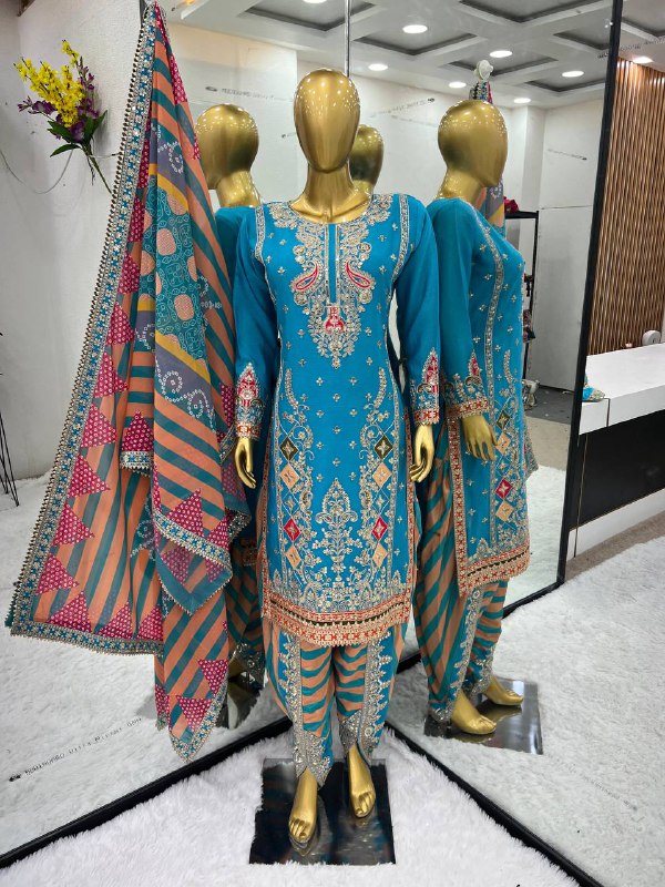 Party Wear Look Top ,Dhoti Salwar And Dupatta