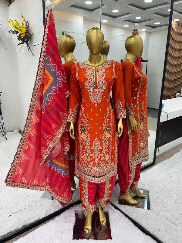 Party Wear Look Top ,Dhoti Salwar And Dupatta