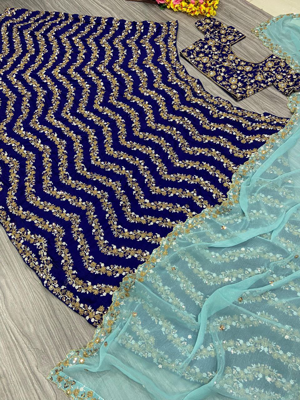 Party Wear Designer Lehenga Choli With Beautiful Embroidery Work