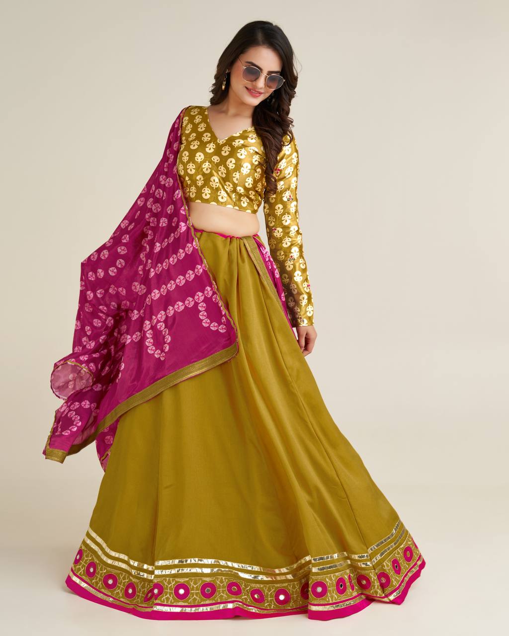 Designer Navratri Special Lehenga Choli With Thread & Real Mirror Work