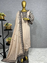 Beautiful Top-Bottom And Dupatta With Fancy Embroidery Sequence Work