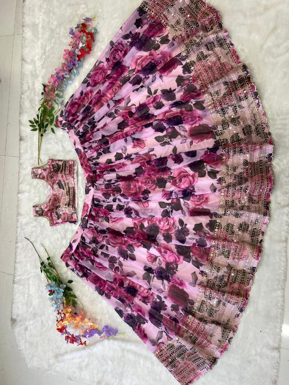 Party Wear Beautiful Lehenga Choli With Beautiful Zari Work