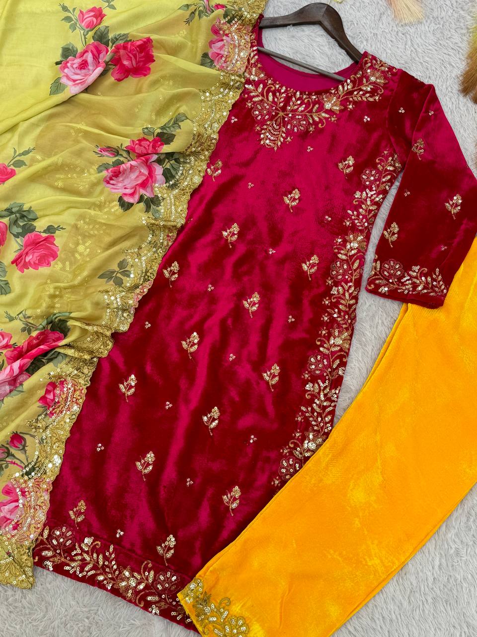 Party Wear Beautiful Top-Pent And Dupatta With Sequence Work
