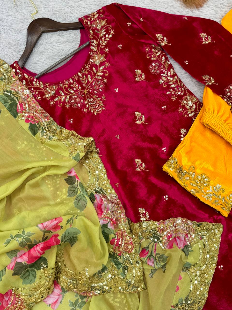 Party Wear Beautiful Top-Pent And Dupatta With Sequence Work