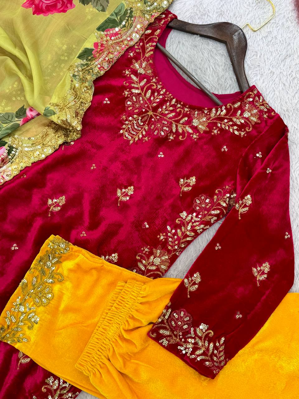 Party Wear Beautiful Top-Pent And Dupatta With Sequence Work