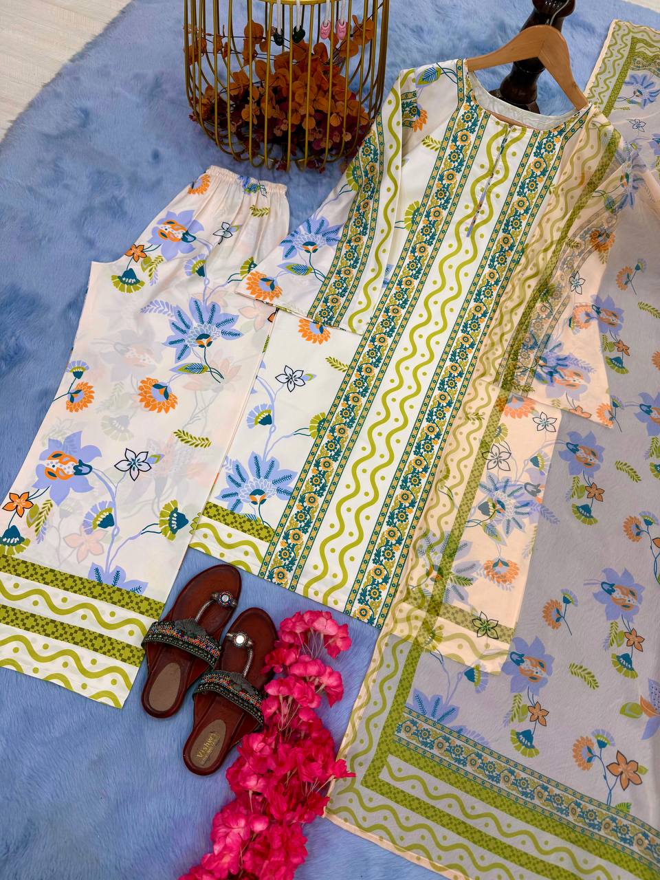 Designer Party Wear Look Top-Bottom And Dupatta