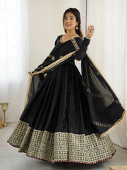 Beautiful Party Wear Anarkali Gown, Pent And Dupatta