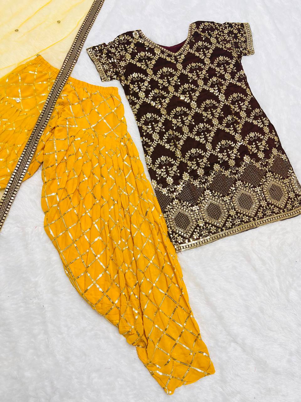 Fancy Top-Patiala And Dupatta With Heavy Embroidery Sequence Work