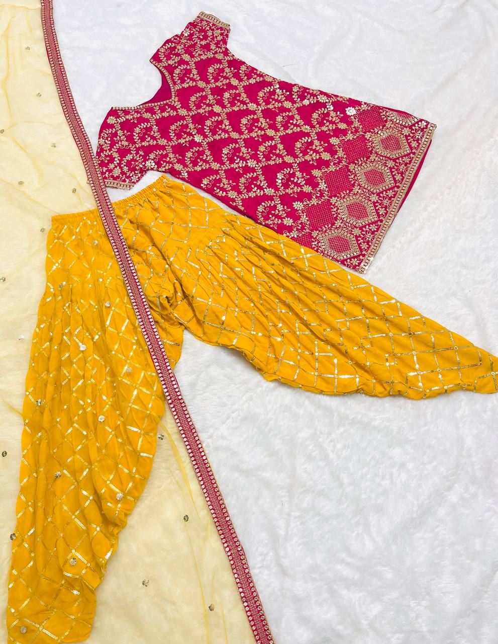 Fancy Top-Patiala And Dupatta With Heavy Embroidery Sequence Work