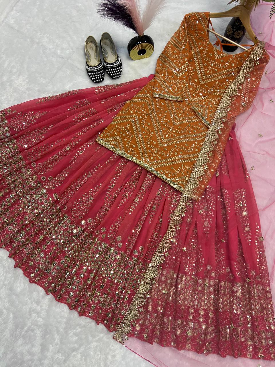 Party Wear Designer Suit Set With Sequence Fancy Border Work