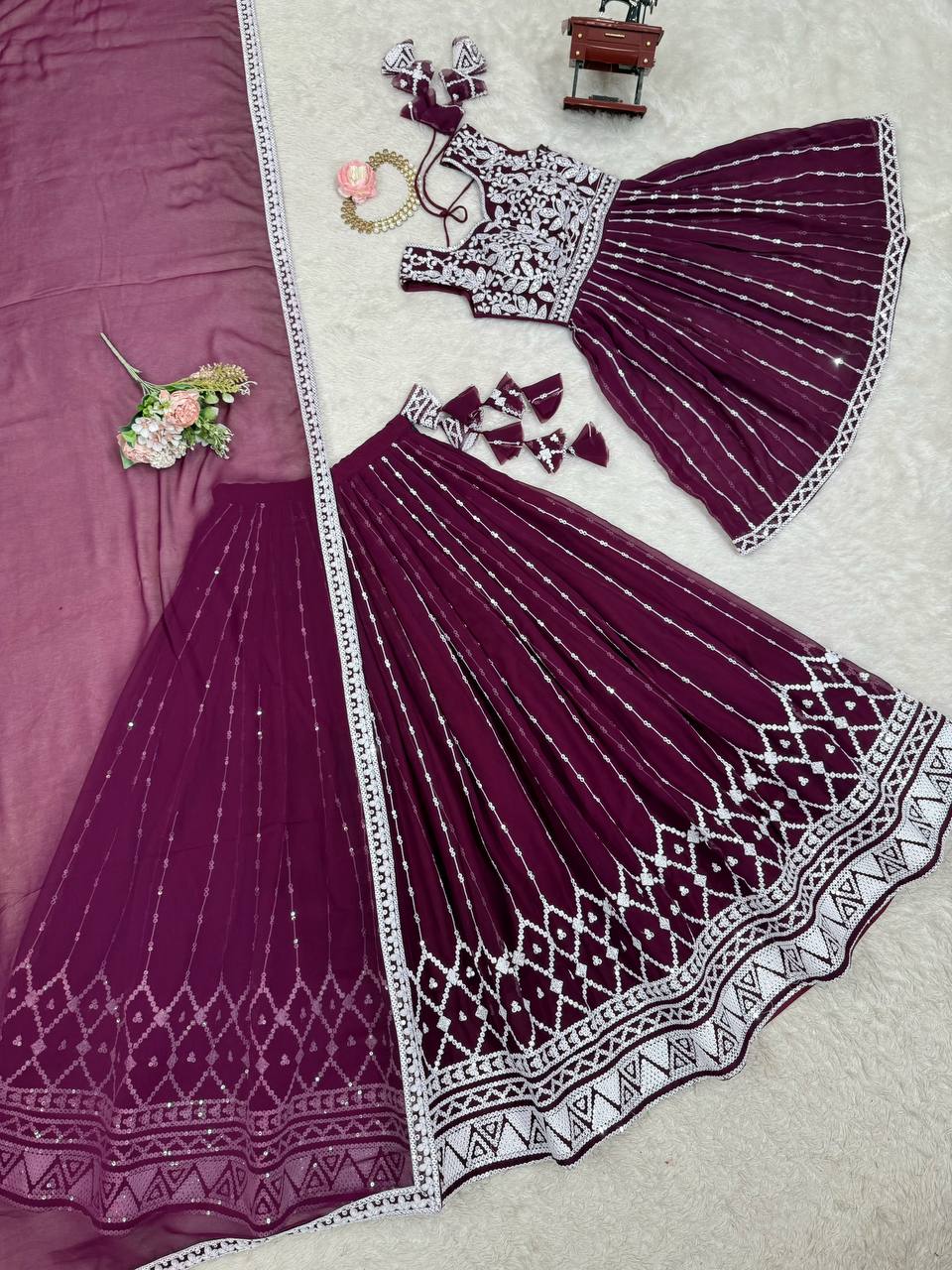 Party Wear Designer Top-Bottom And Dupatta Thread & Sequence work