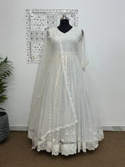 Party Wear Look Beautiful Gown & Dupatta With Embroidery Thread And Sequins Work