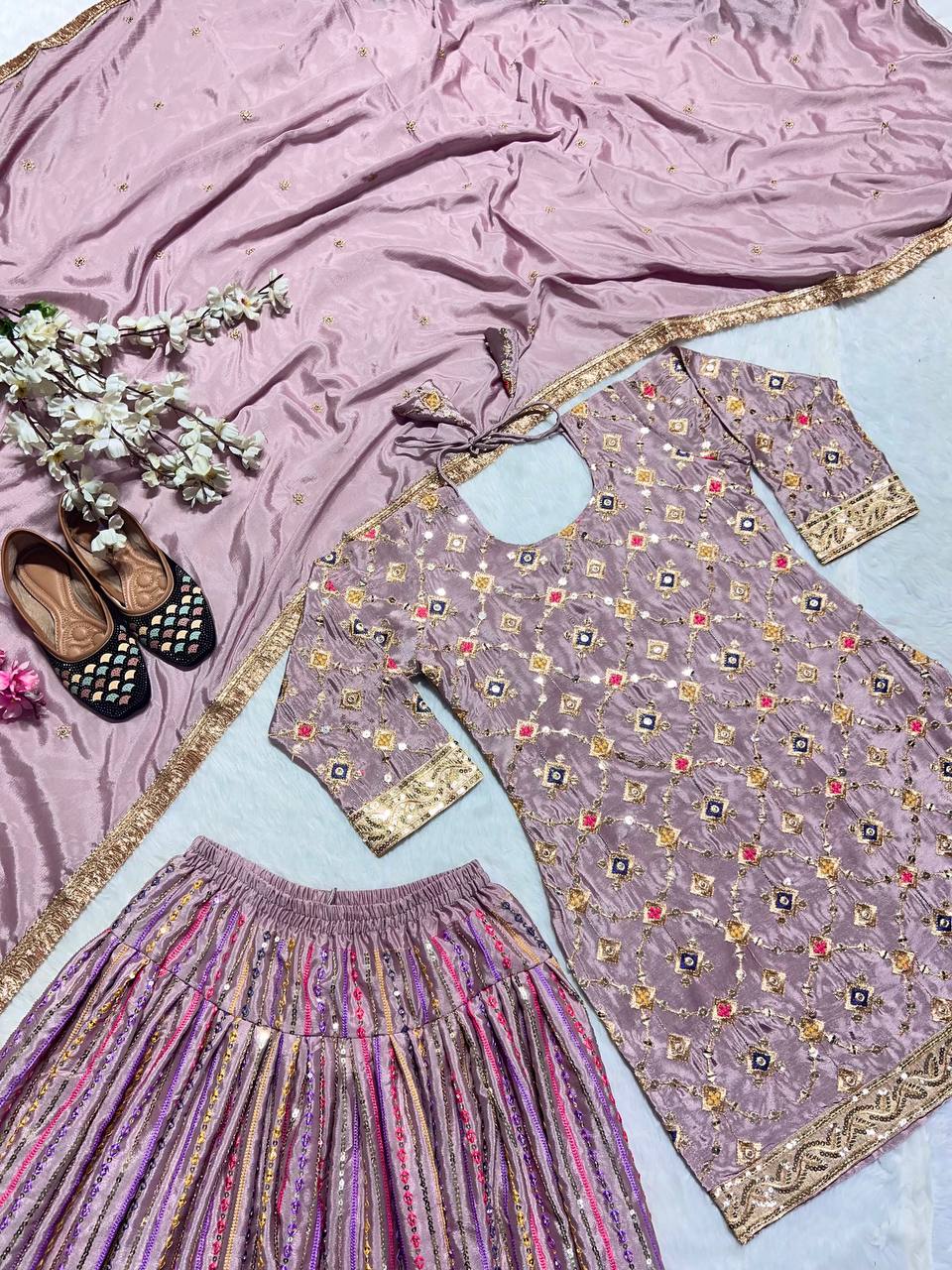 Designer Party Wear Look Top ,Patiala Salwar And Dupatta