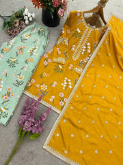 Designer Top-Bottom And Dupatta With Embroidery Sequence Work