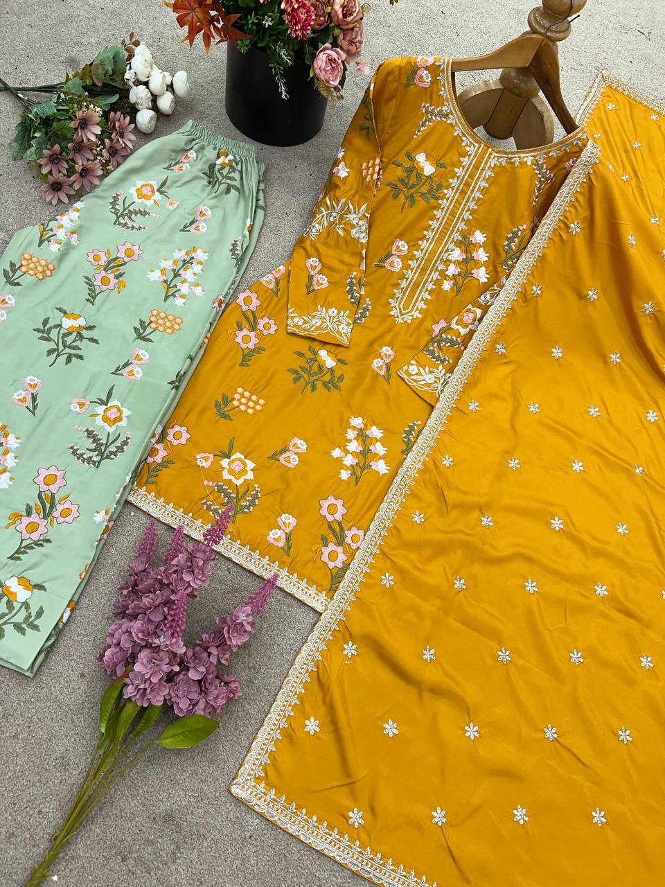 Designer Top-Bottom And Dupatta With Embroidery Sequence Work
