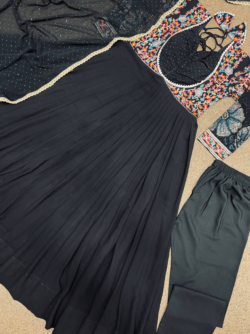 Designer Party Wear Look Anarkali Gown - Pent With Dupatta