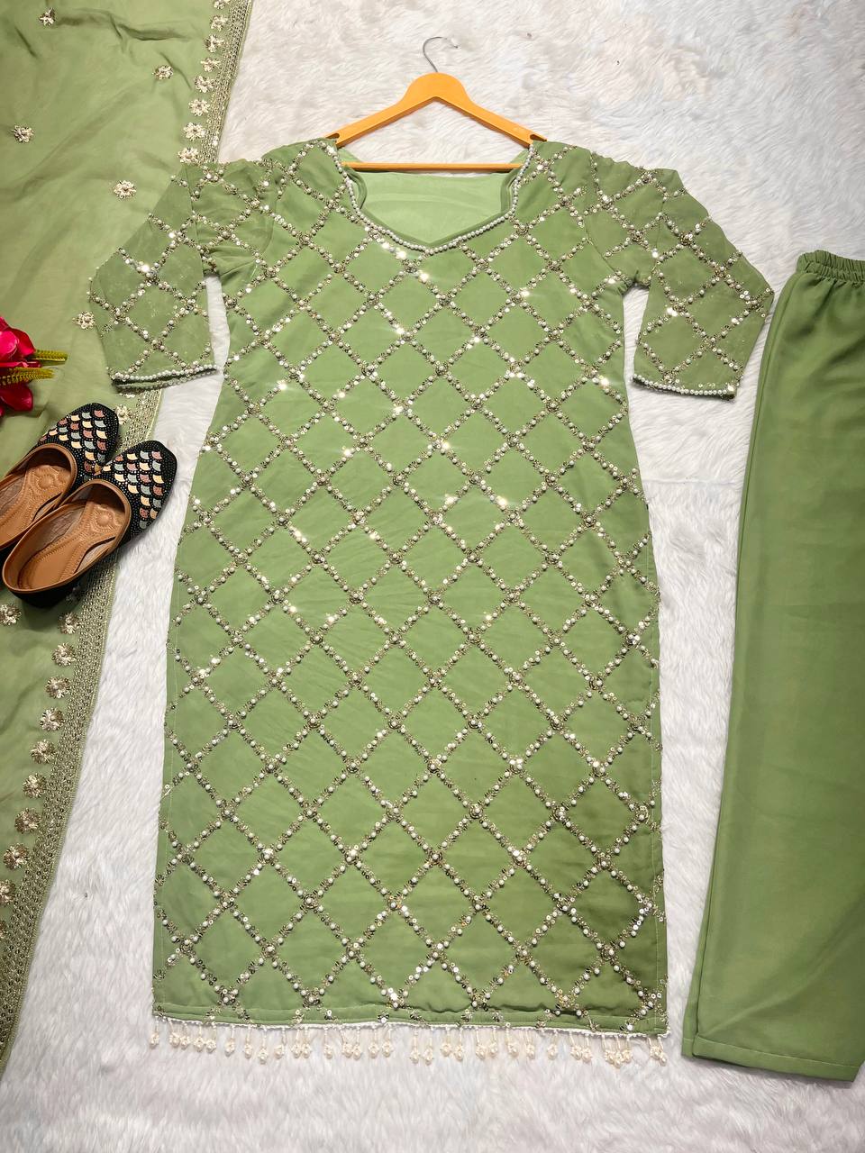 Party Wear Beautiful Top Bottom And Fancy Dupatta