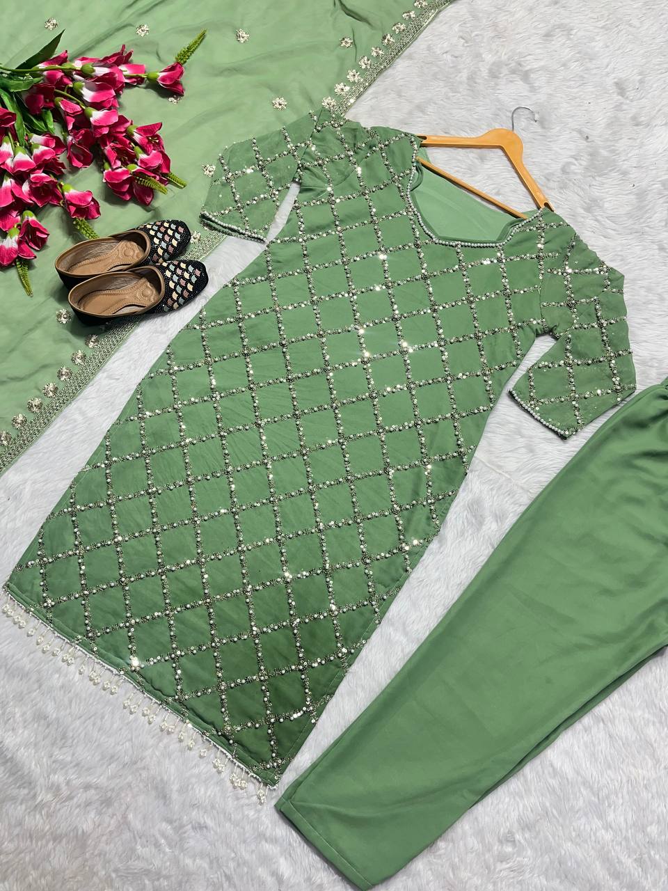 Party Wear Beautiful Top Bottom And Fancy Dupatta