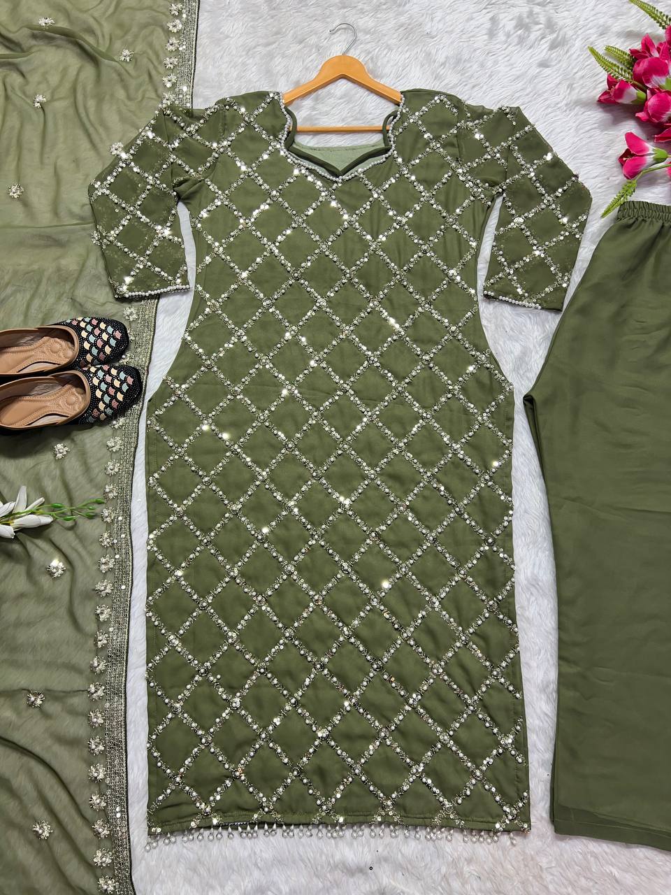 Party Wear Beautiful Top Bottom And Fancy Dupatta