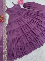 Beautiful Anarkali Gown With With Fully Ruffle Flair With Dupatta