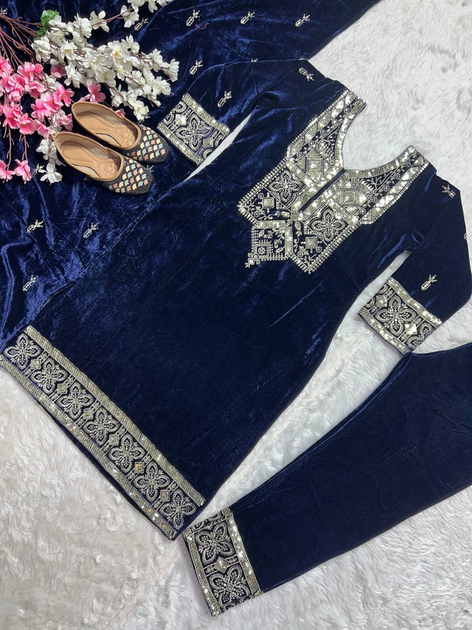 Party Wear Suit Set With Embroidery Sequence Work