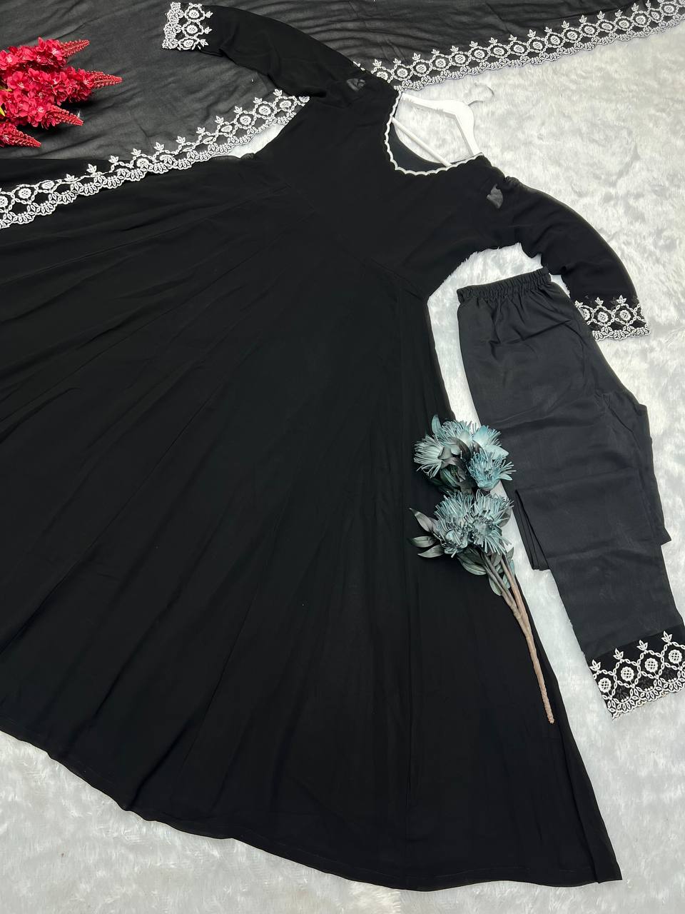 Beautiful Party Wear Anarkali Gown And Pent With Dupatta