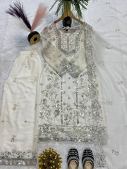 Designer Top-Bottom And Dupatta With Embroidery Work