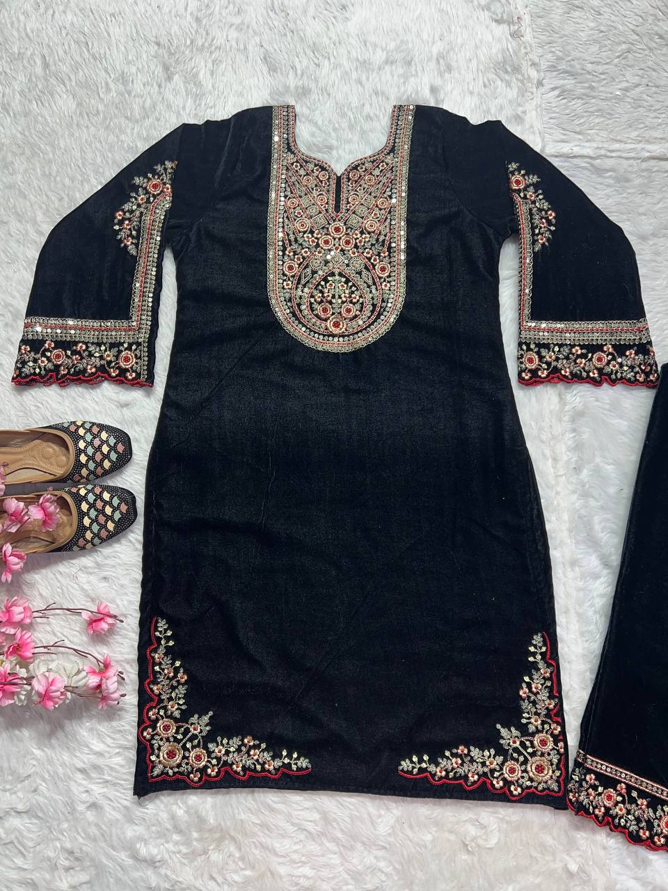 Designer Party Wear Suit Set With Embroidery Coding Sequence Work
