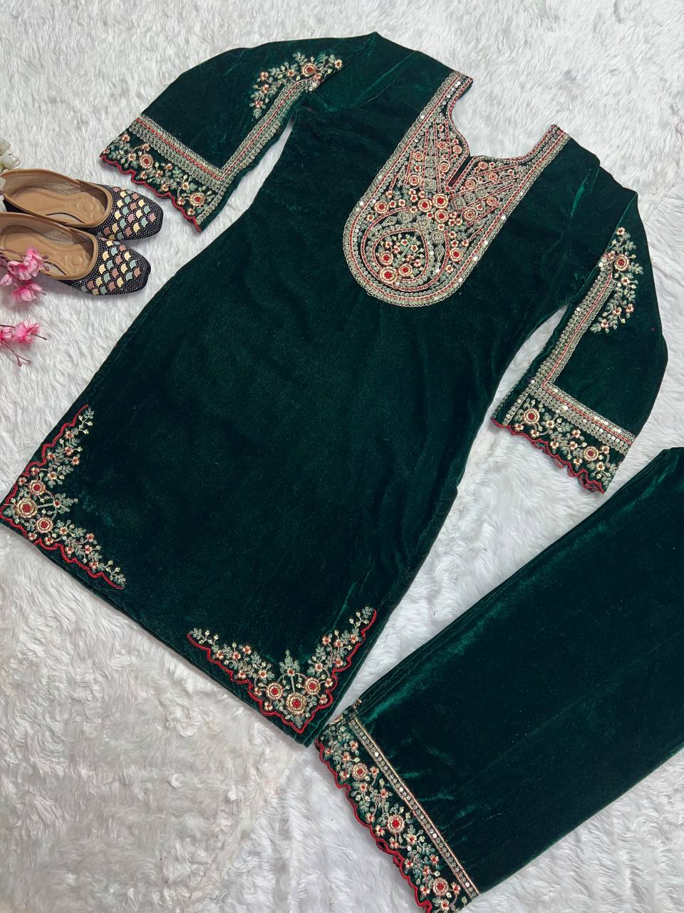 Designer Party Wear Suit Set With Embroidery Coding Sequence Work