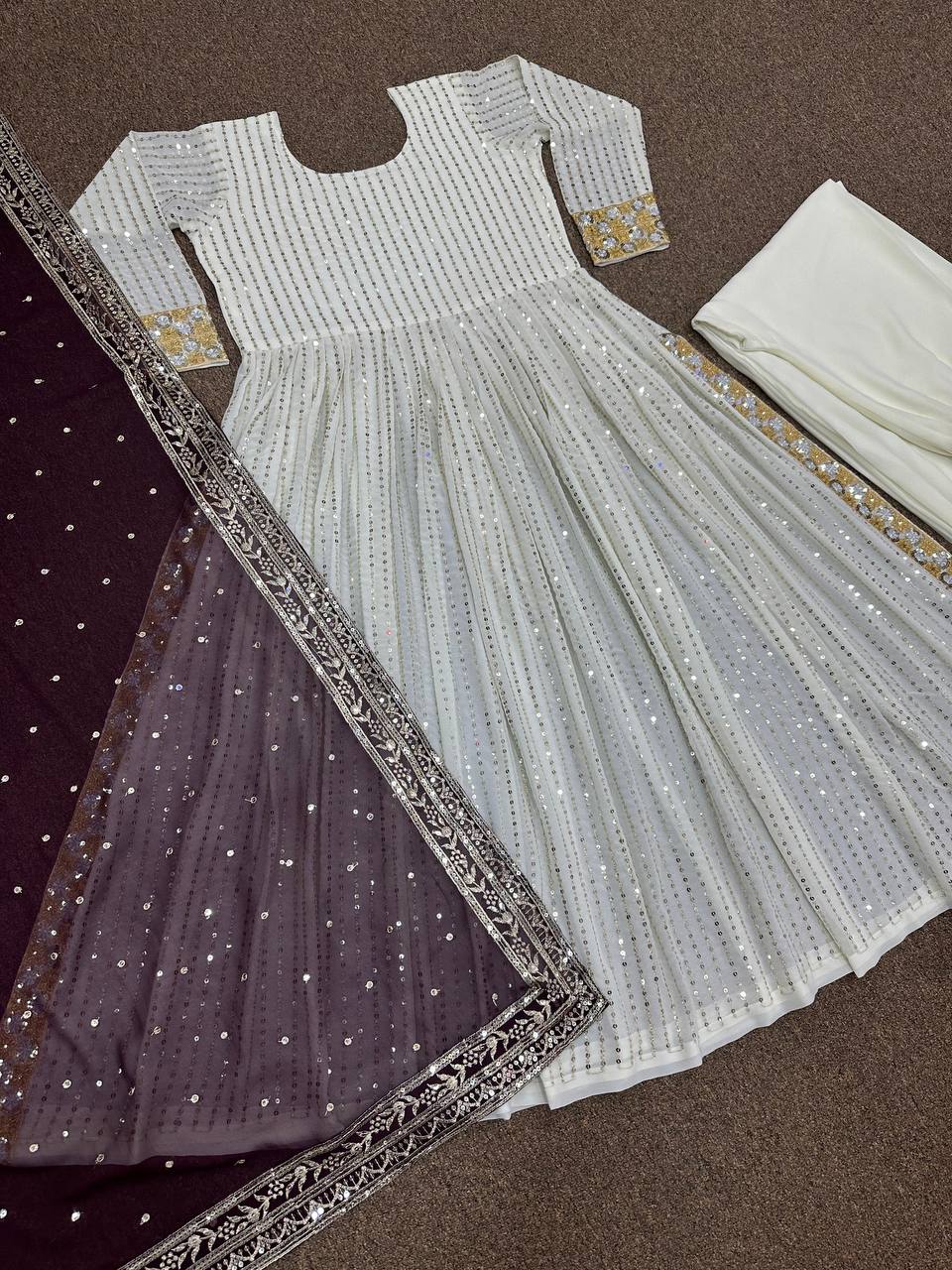 Fancy Top - Plazzo And Dupatta With Embroidery And Sequins Work