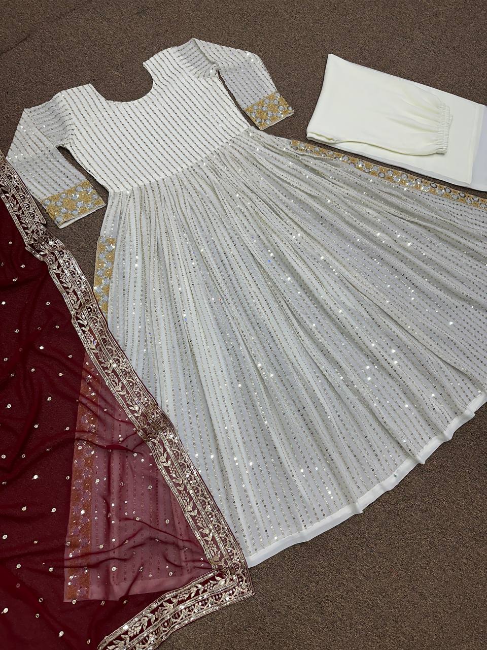 Fancy Top - Plazzo And Dupatta With Embroidery And Sequins Work