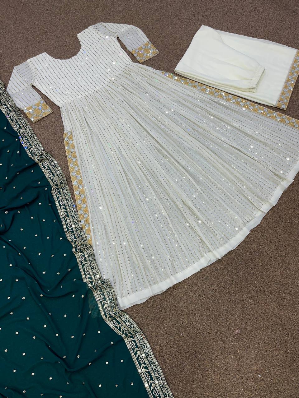 Fancy Top - Plazzo And Dupatta With Embroidery And Sequins Work