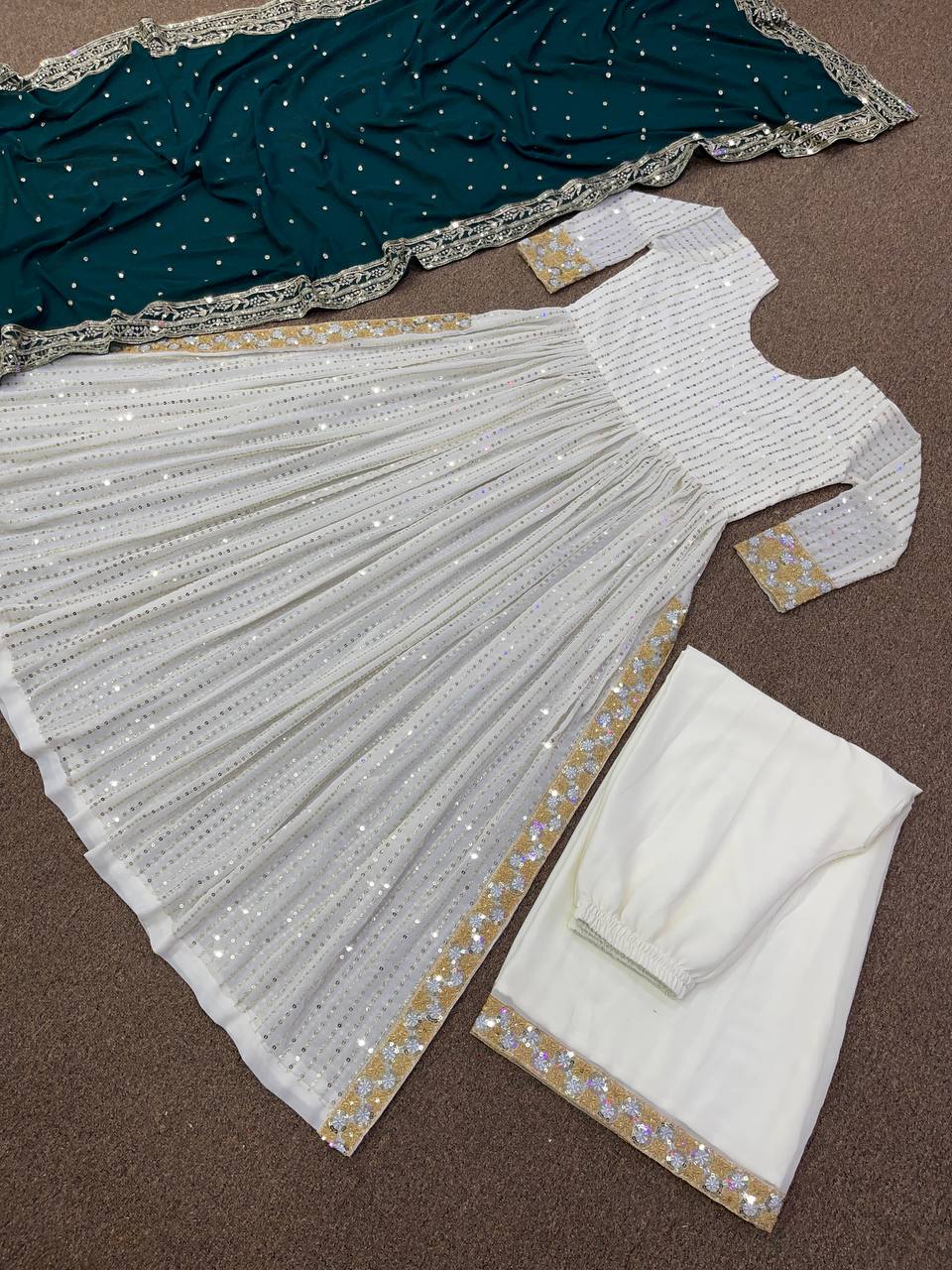 Fancy Top - Plazzo And Dupatta With Embroidery And Sequins Work