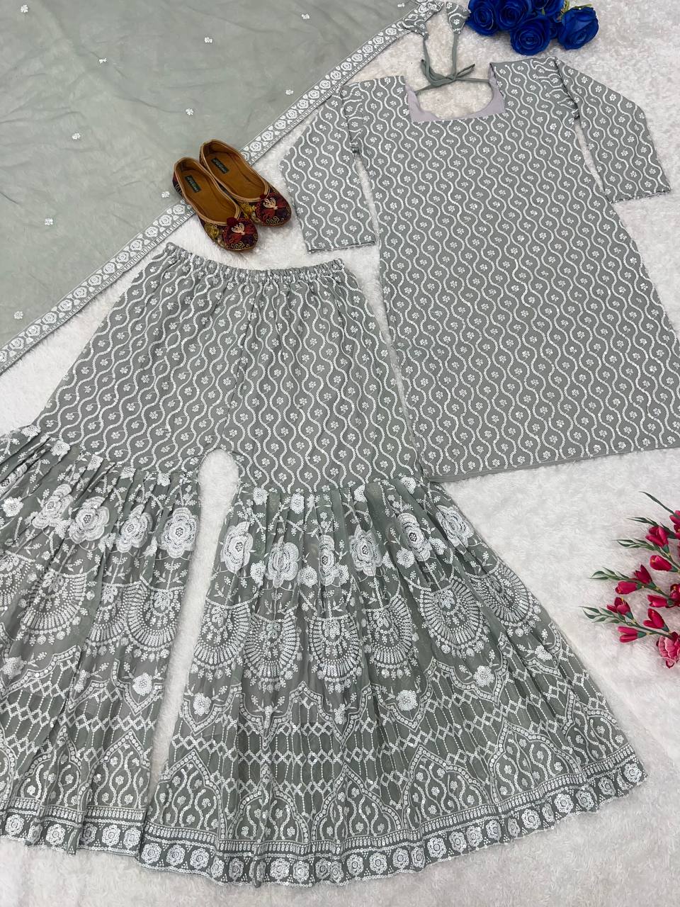 Beautiful Party Wear Top And Bottom With Fancy Dupatta