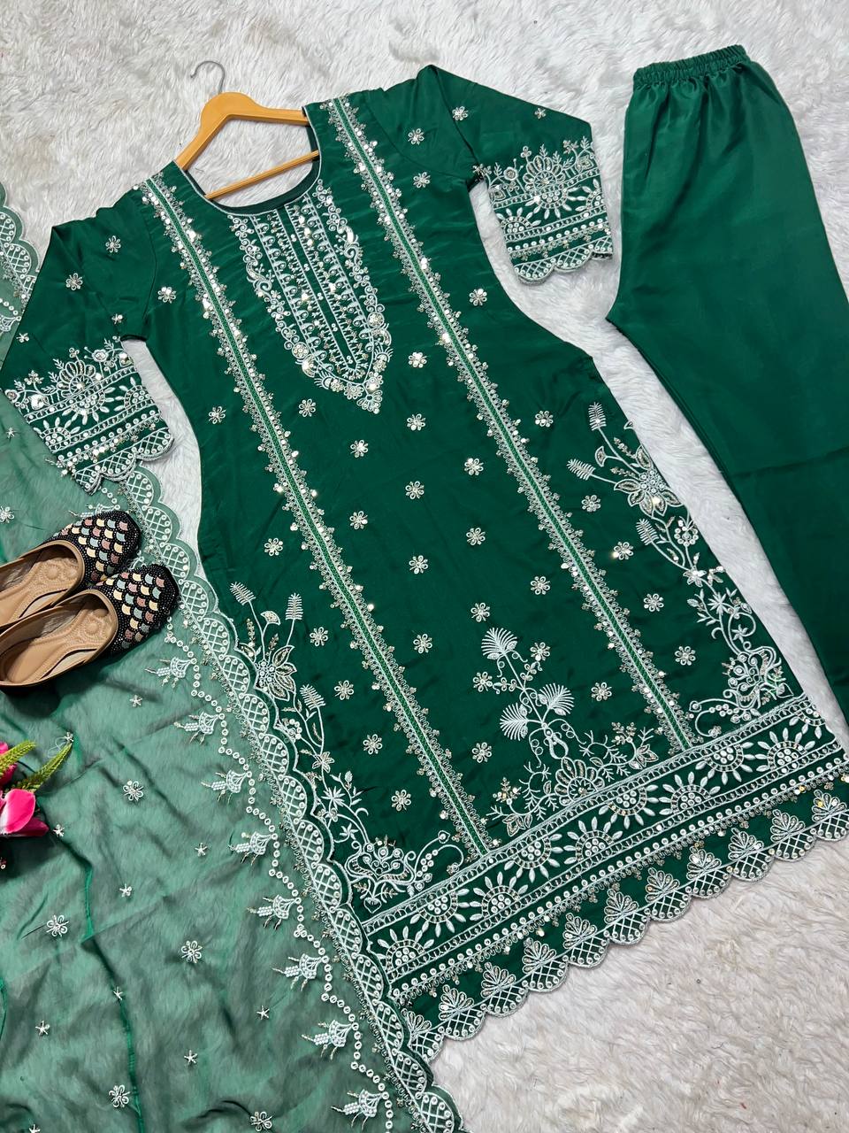 Designer Party Wear Look Suit , Pant And Dupatta