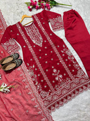 Designer Party Wear Look Suit , Pant And Dupatta
