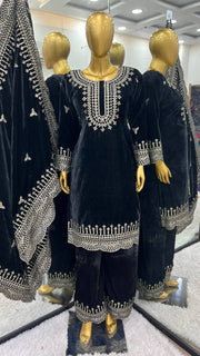 Designer Party Wear Top-Sharara And Dupatta With Heavy Embroidery Sequence Work