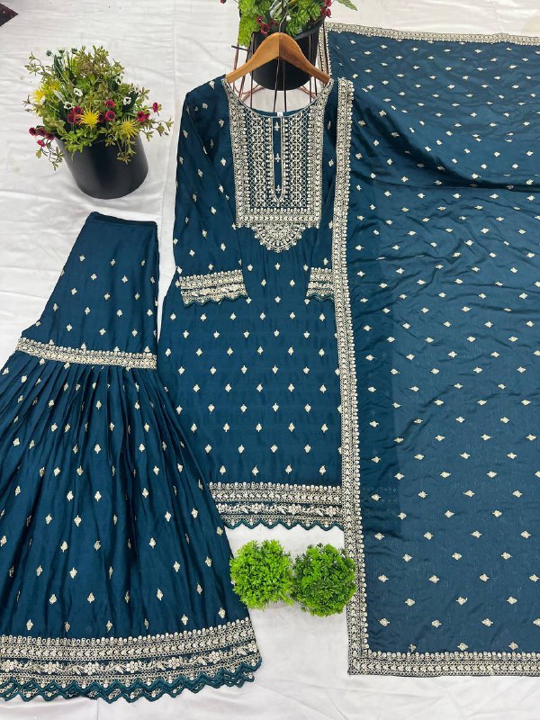 Designer Party Wear Look Fancy Top-Dupatta And Fully Stitched Sharara