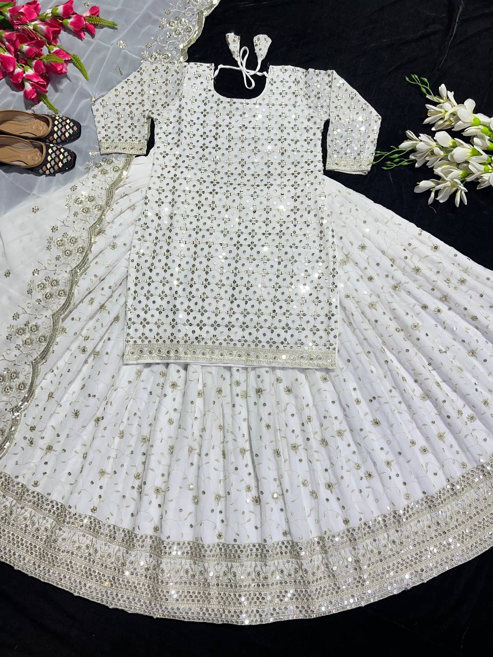 Designer Party Wear Top Lehenga With Beautiful Dupatta