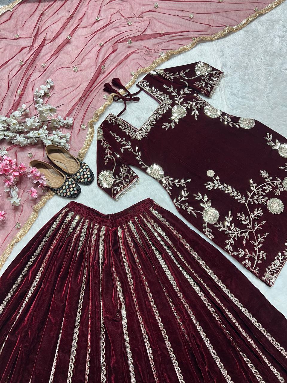 Designer Party Wear Top Bottom And Dupatta With Heavy Embroidery Work