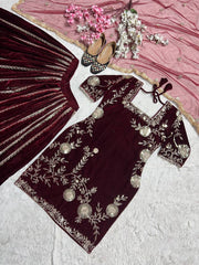 Designer Party Wear Top Bottom And Dupatta With Heavy Embroidery Work