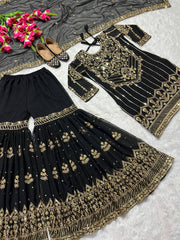 Beautiful Party Wear Sharara Top And Fancy Dupatta