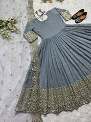 Party Wear Designer Gown And Beautiful Dupatta