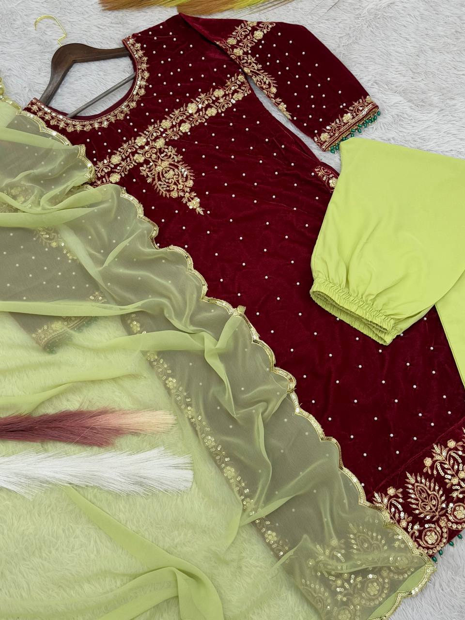 Party Wear Beautiful Top-Bottom And Dupatta