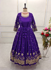 Party Wear Designer Gown With Embroidery Sequence Work