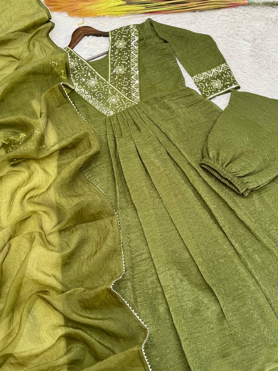 Party Wear Beautiful Anarkali Gown Pent And Dupatta