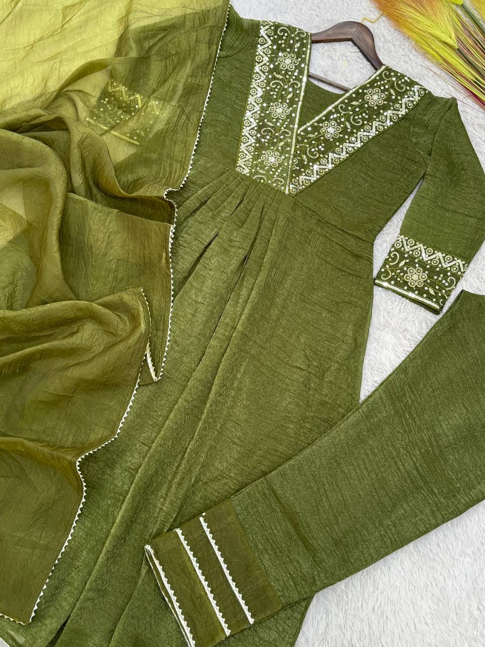 Party Wear Beautiful Anarkali Gown Pent And Dupatta