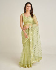 Party Wear Designer Saree With Sequence & Dori Work